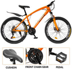 Outroad Fat Tire Mountain Bike 26 Inch Wheels Adult Bicycle, 21 Speeds Sand Trek Bike, Double Disc Brake Suspension Fork Big Tire Anti-Slip Bikes, Black or White