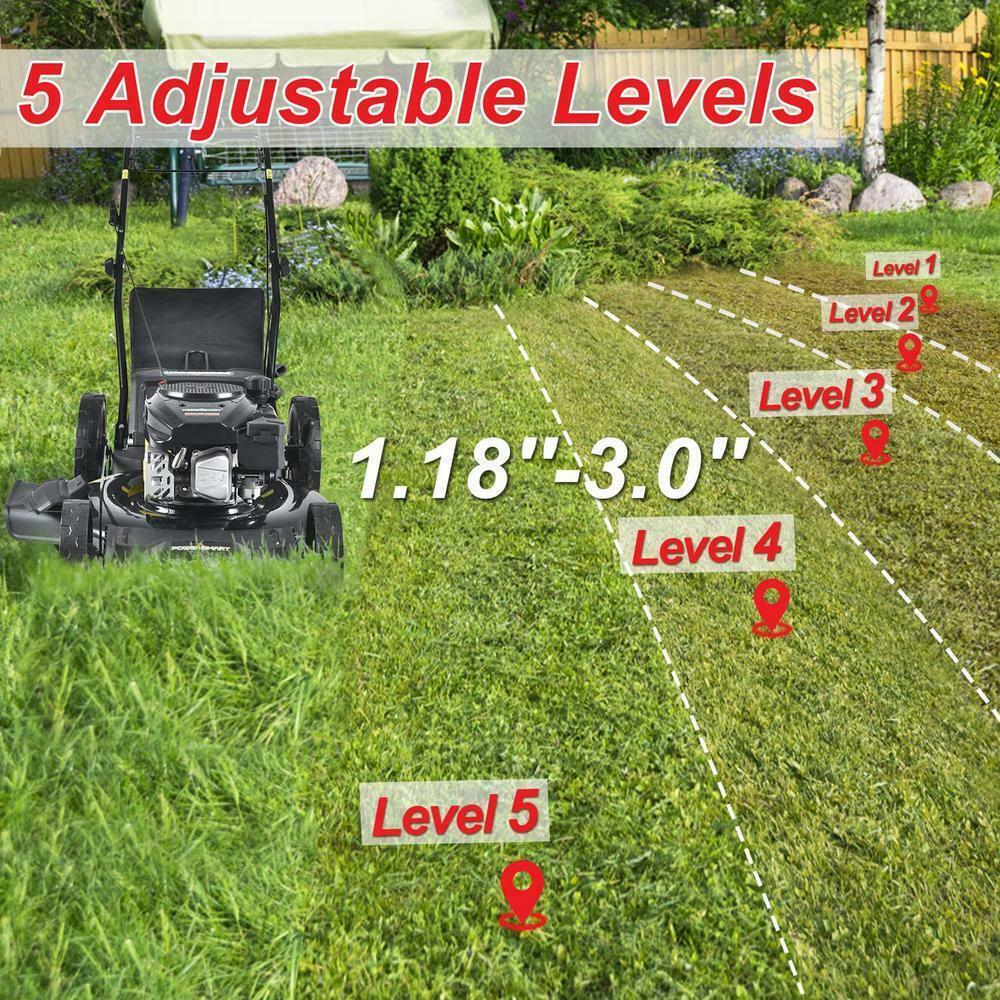 Walk Behind Lawn Mower Steel Self Propelled Gas Stamped Deck Pull Cord Start