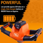 superhandy earth auger power head w/steel 6"x30" bit ultra duty eco-friendly electric cordless lithium-ion battery &amp; charger for earth burrowing/drilling &amp; post hole digging (earth auger 6" set)