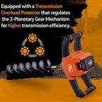 superhandy earth auger power head w/steel 6"x30" bit ultra duty eco-friendly electric cordless lithium-ion battery &amp; charger for earth burrowing/drilling &amp; post hole digging (earth auger 6" set)