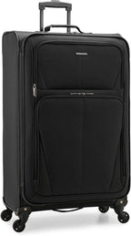 Aviron Bay Expandable Softside Luggage with Spinner Wheels, Black, Checked-Large 31-Inch