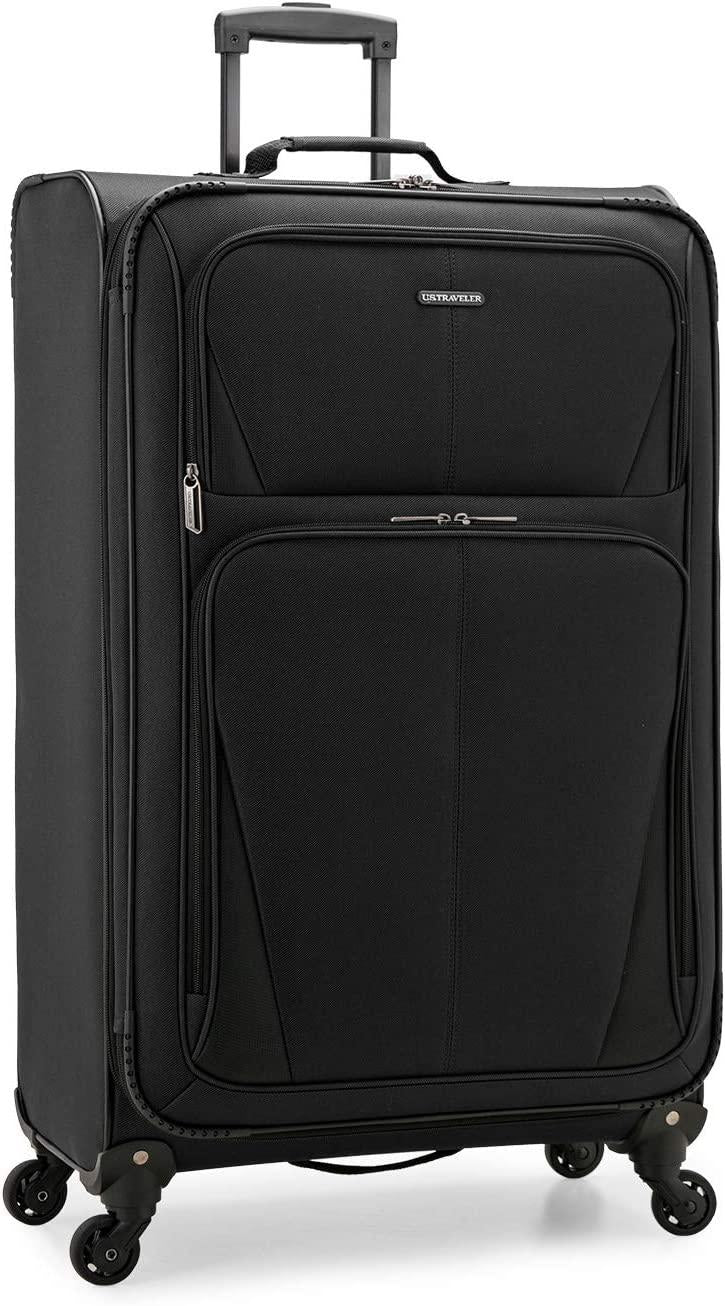 Aviron Bay Expandable Softside Luggage with Spinner Wheels, Black, Checked-Large 31-Inch