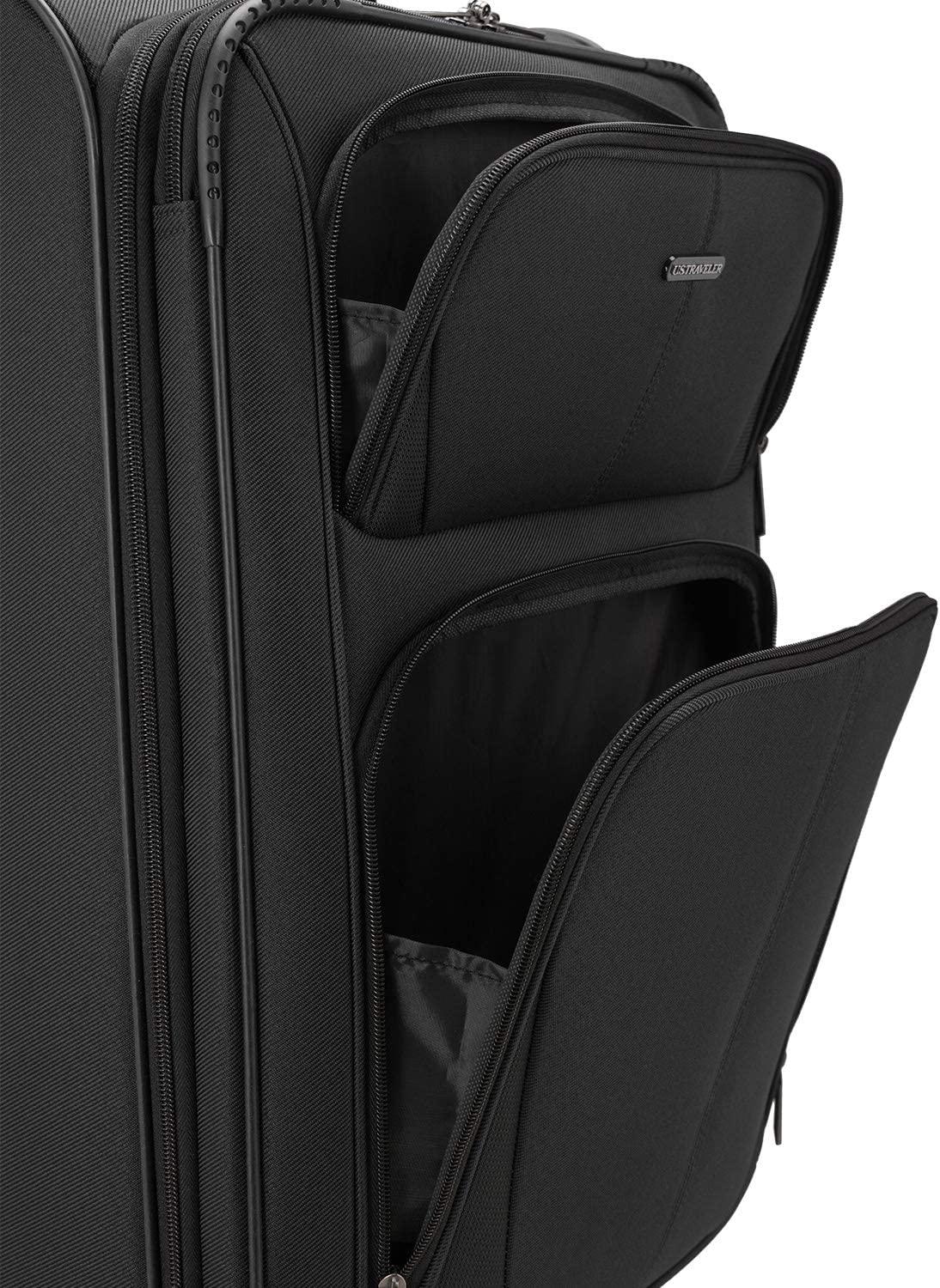 Aviron Bay Expandable Softside Luggage with Spinner Wheels, Black, 3-Piece Set (23/27/31)