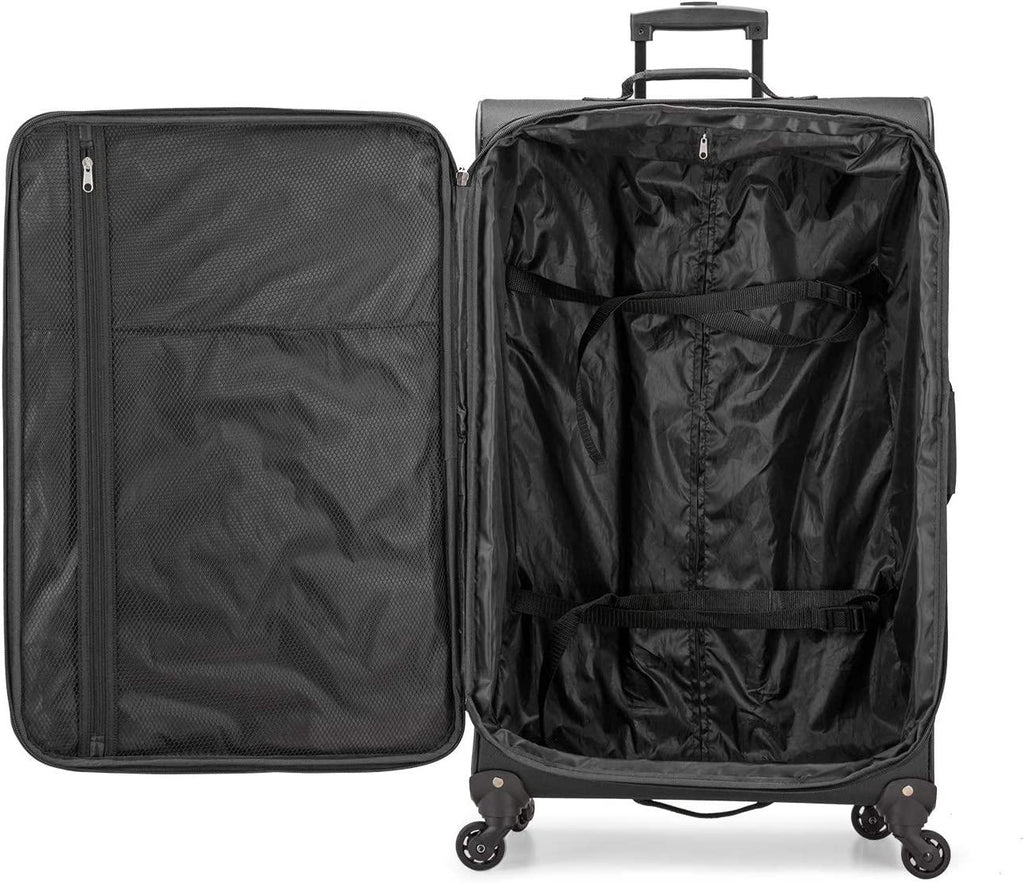 Aviron Bay Expandable Softside Luggage with Spinner Wheels, Black, Checked-Large 31-Inch