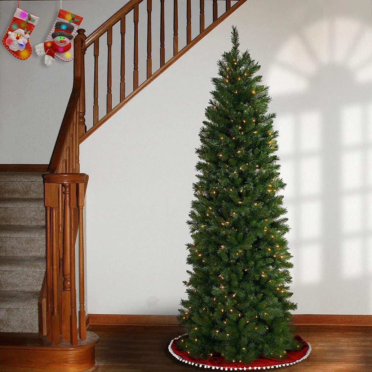 Joedot Clear Prelit Incandescent Green Pencil Christmas Tree, 6.5'