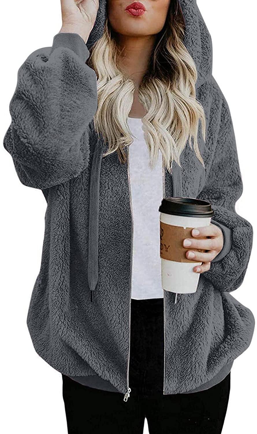 Women's Casual Zip up Hoodies Long Tunic Sweatshirts Jackets Fashion Plus Size Hoodie with Pockets
