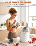 Ice Cream Maker Machine – 2.1 Quart Ice Cream Machine for Gelato, Sorbet & Frozen Yogurt, Pre-Freeze Bowl, LCD Screen and Timer, Perfect for 6-10 Servings, Easy to Use & Clean