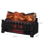 Infrared Quartz Log Set Heater with Realistic Ember Bed and Logs, Black