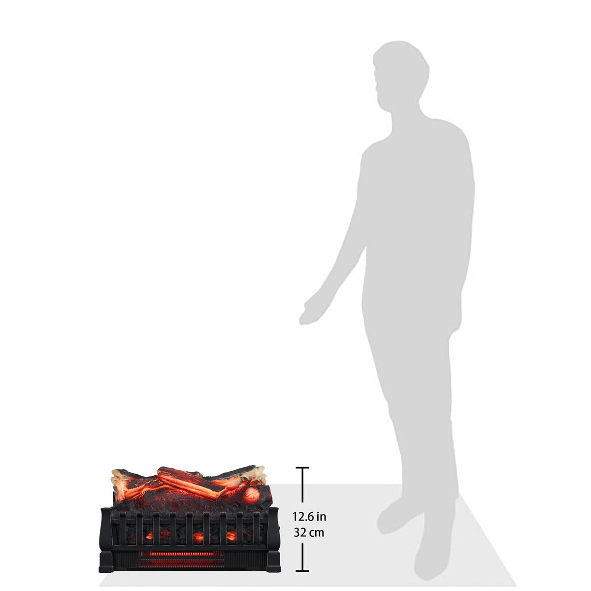 Infrared Quartz Log Set Heater with Realistic Ember Bed and Logs, Black