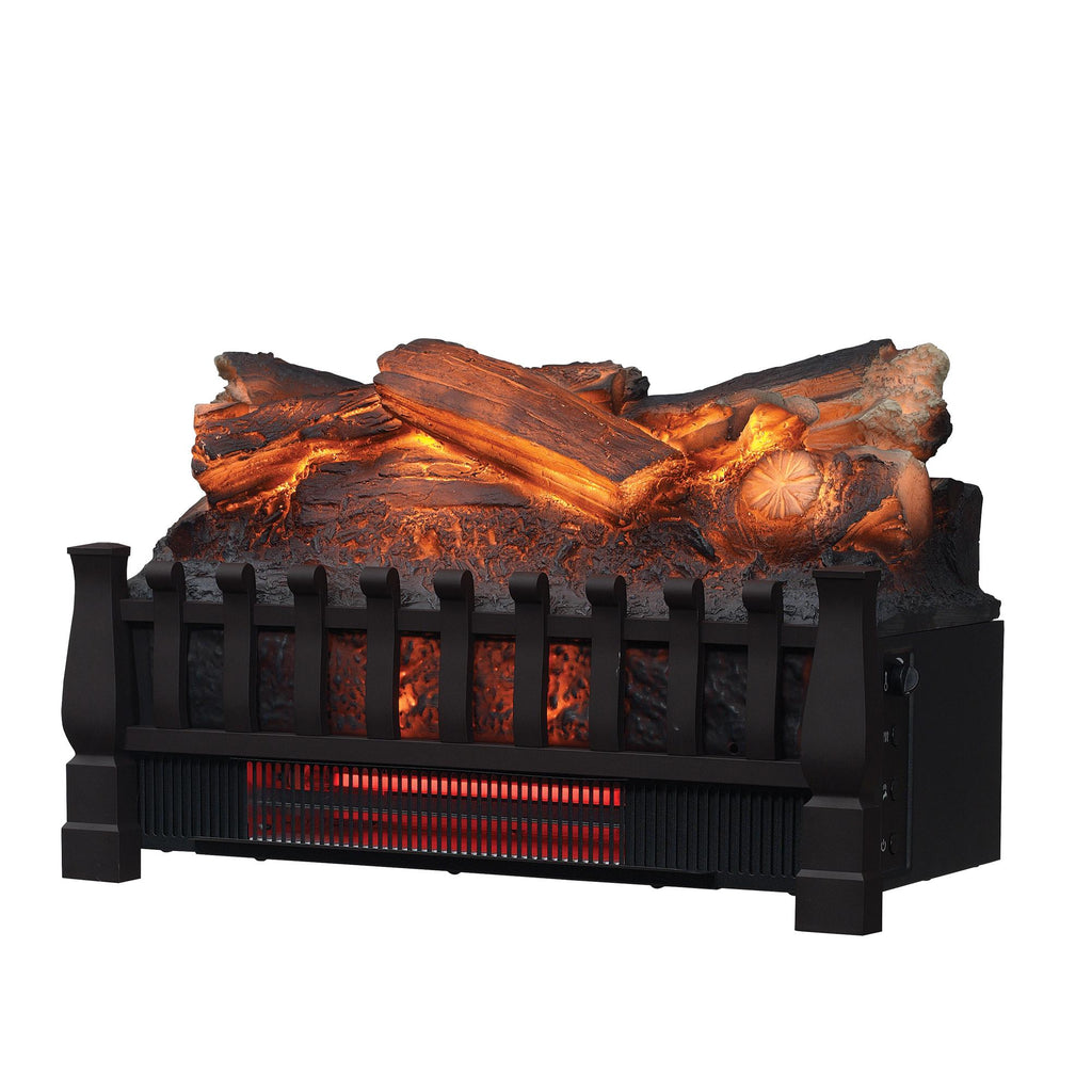 Infrared Quartz Log Set Heater with Realistic Ember Bed and Logs, Black