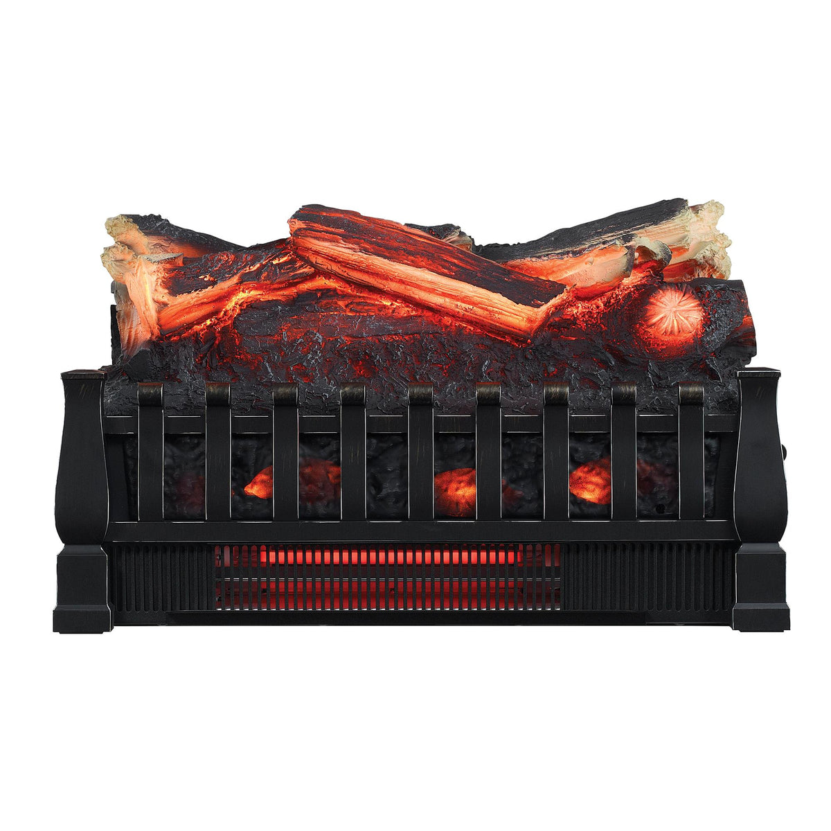 Infrared Quartz Log Set Heater with Realistic Ember Bed and Logs, Black