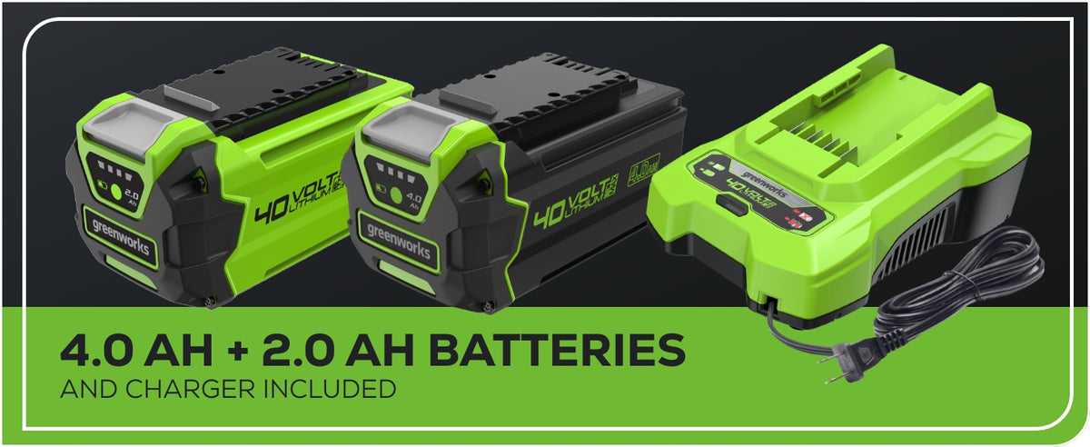 40V 20" Twin Blade Mower, 4.0Ah + 2.0Ah Battery
