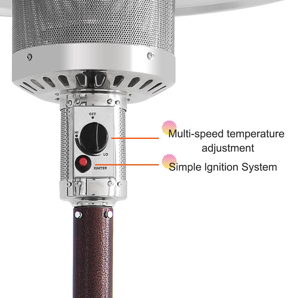 Nitouy American Standard KLD7002S / 46000BTU Outdoor Courtyard Gas Umbrella Heater / Bronze