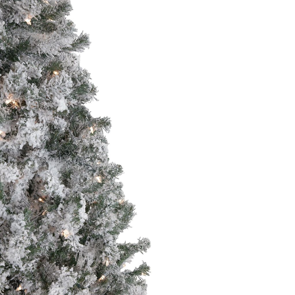 6' Pre-Lit Slim Flocked Pine Artificial Christmas Tree, Clear Lights