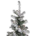 6' Pre-Lit Slim Flocked Pine Artificial Christmas Tree, Clear Lights
