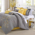 Chic Home 33CK111-US Pink Floral Embroidered Comforter Set - Yellow - - 8 Piece