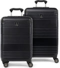 Roundtrip Hardside Expandable Luggage, TSA Lock, 8 Spinner Wheels, Hard Shell Polycarbonate Suitcase, Black, 2-Piece Set (21/25)