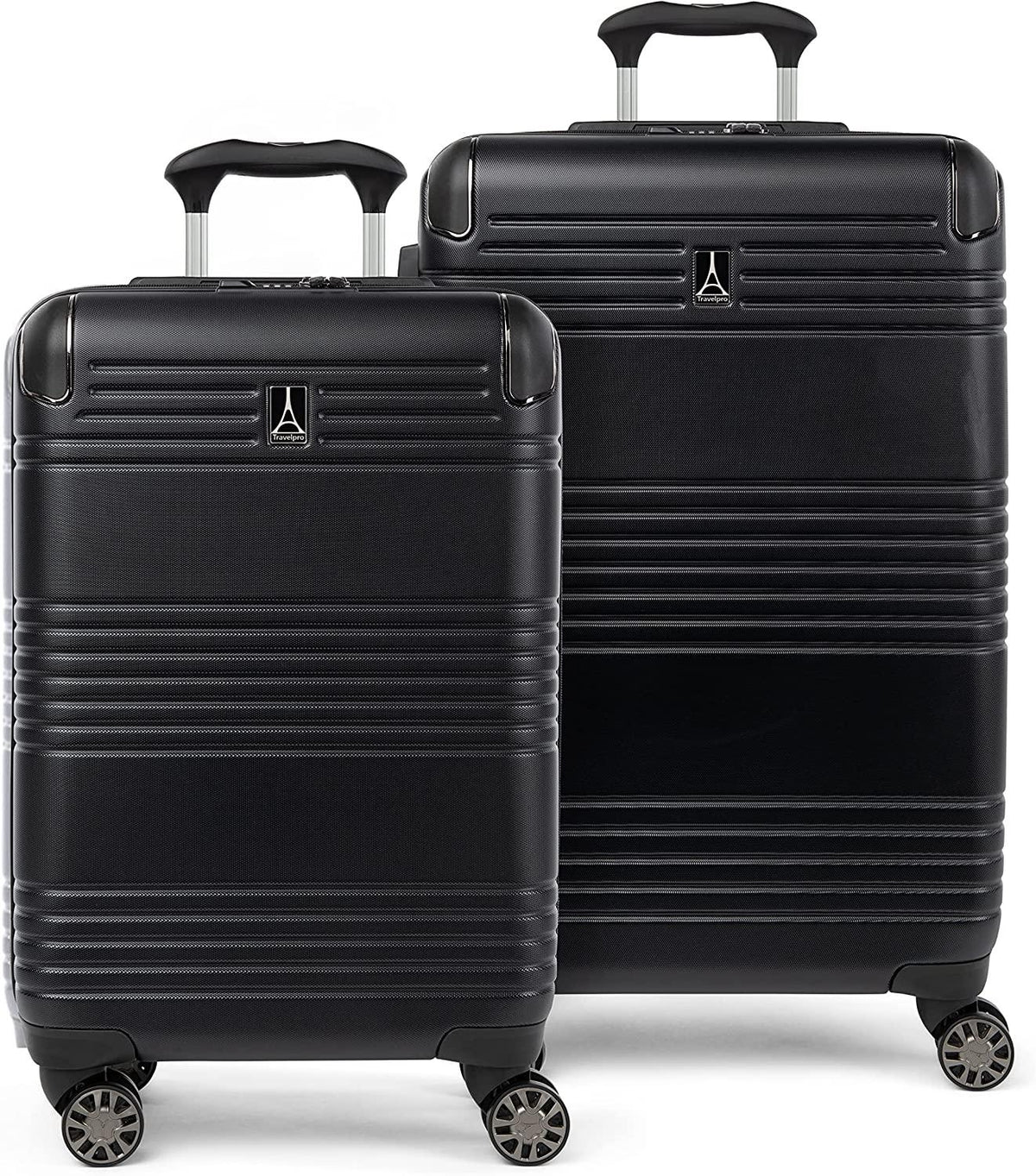 Roundtrip Hardside Expandable Luggage, TSA Lock, 8 Spinner Wheels, Hard Shell Polycarbonate Suitcase, Black, 2-Piece Set (21/25)