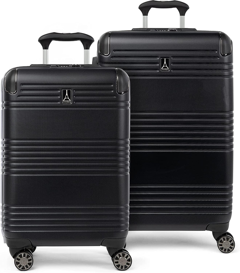 Roundtrip Hardside Expandable Luggage, TSA Lock, 8 Spinner Wheels, Hard Shell Polycarbonate Suitcase, Black, 2-Piece Set (21/25)