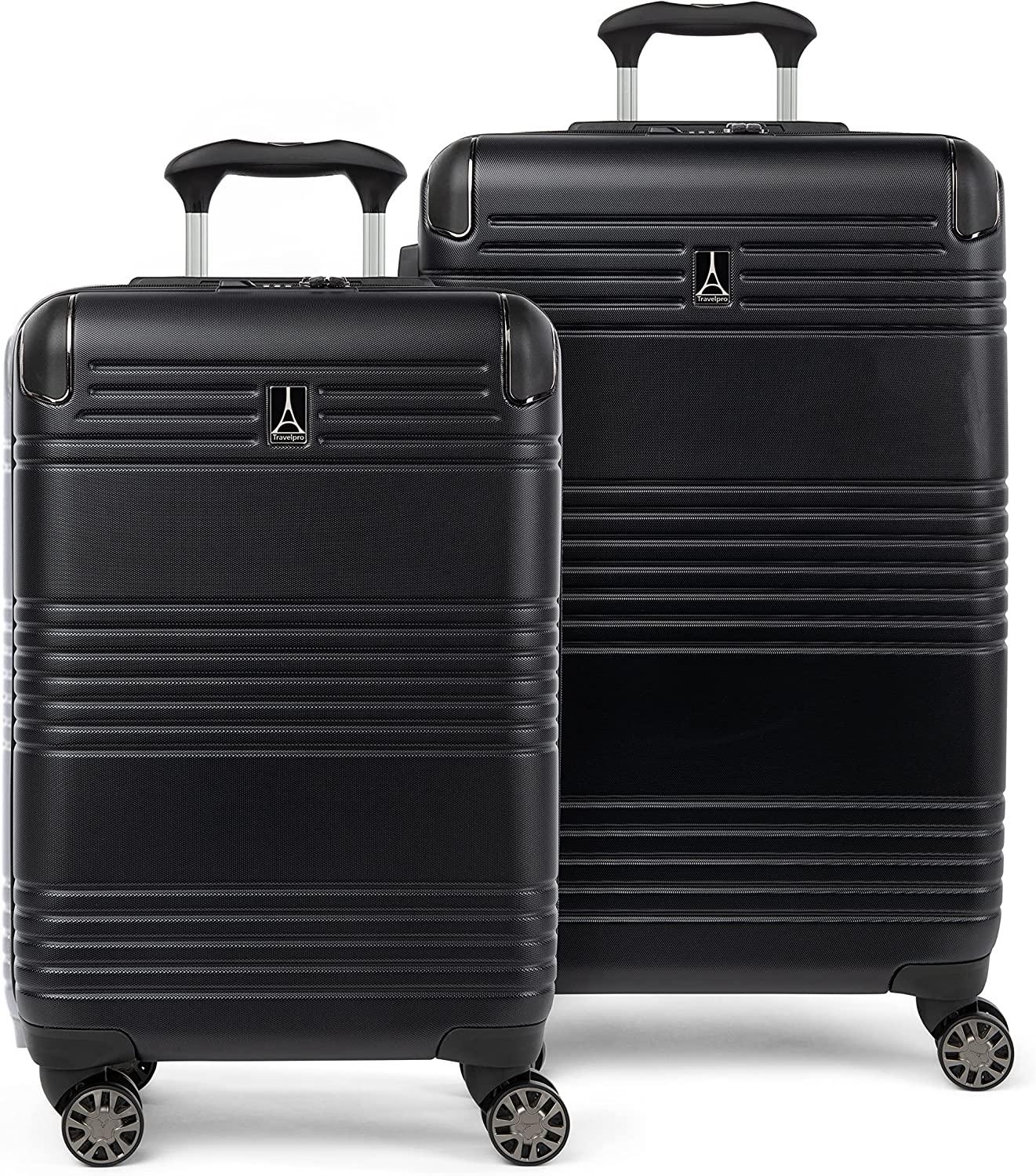 Roundtrip Hardside Expandable Luggage, TSA Lock, 8 Spinner Wheels, Hard Shell Polycarbonate Suitcase, Black, 2-Piece Set (21/25)