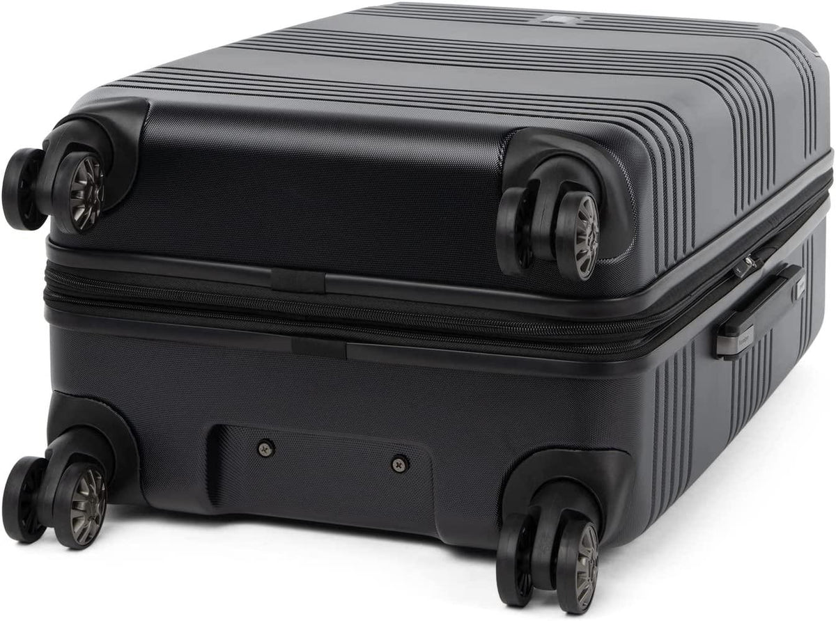 Roundtrip Hardside Expandable Luggage, TSA Lock, 8 Spinner Wheels, Hard Shell Polycarbonate Suitcase, Black, 2-Piece Set (21/25)