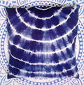 Indigo White Spred Half Circle Pillow, Tie Dye Cushions, Decorative Cotton Throw, Shibori Pillow Cases, Outdoor Cushion Cover 16x16, Bohemian Pillow Shams (2) (50)