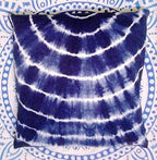Indigo White Spred Half Circle Pillow, Tie Dye Cushions, Decorative Cotton Throw, Shibori Pillow Cases, Outdoor Cushion Cover 16x16, Bohemian Pillow Shams (2) (50)