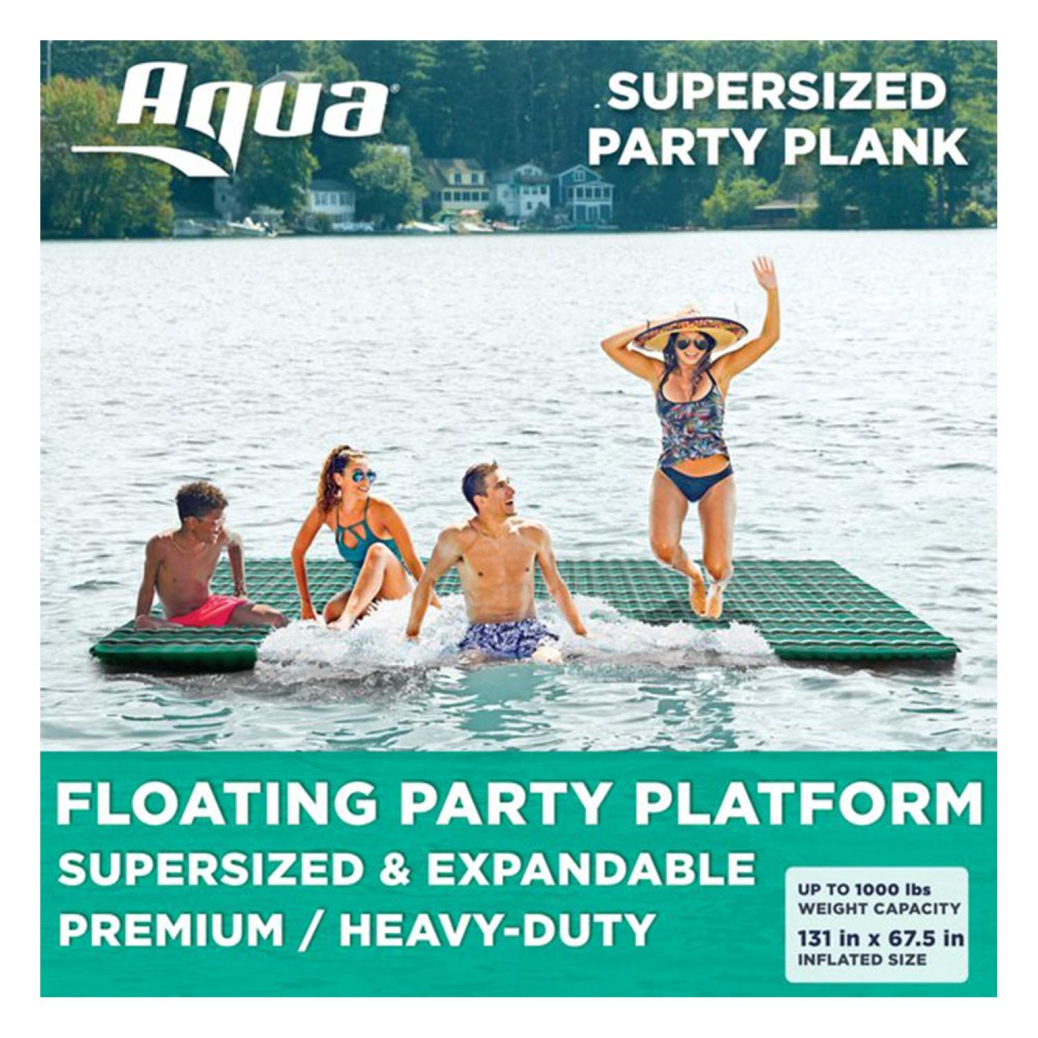 Aqua Leisure Supersized Floating Party Plank Platform, Green Stripe &amp; Monterey Inflatable 4-in-1 Pool Hammock Floating Lounger,