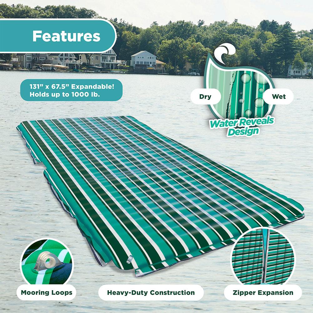 Aqua Leisure Supersized Floating Party Plank Platform, Green Stripe &amp; Monterey Inflatable 4-in-1 Pool Hammock Floating Lounger,