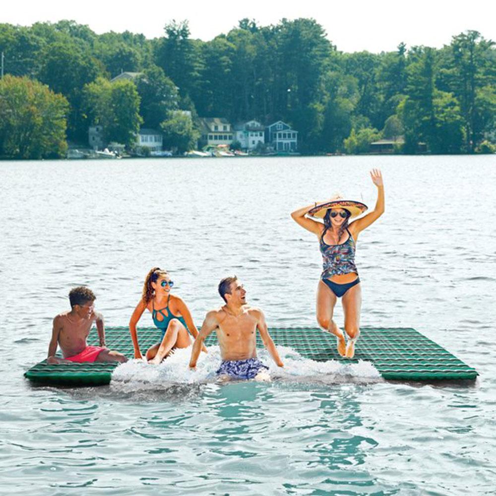 Aqua Leisure Supersized Floating Party Plank Platform, Green Stripe &amp; Monterey Inflatable 4-in-1 Pool Hammock Floating Lounger,
