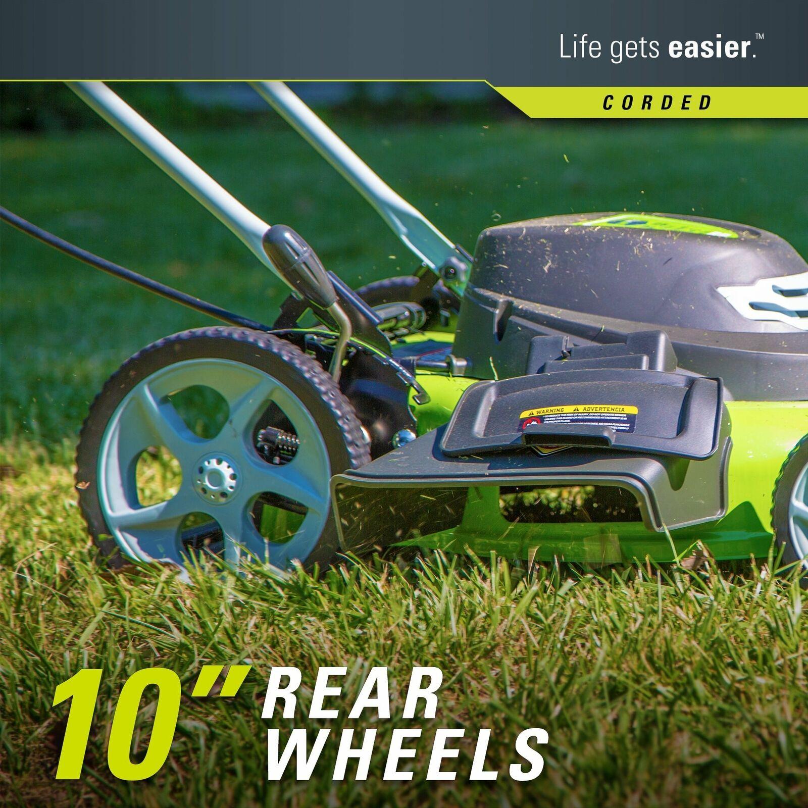 GreenWorks 25022 20-Inch 12 Amp Electric Corded Lawn Mower Garden Yard New