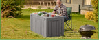 Outdoor StoraBox, 45 Gallon Deck Box with Lockable Lid, Waterproof Resin StoraBin for Cushions, Garden Tools, Patio Furniture, Grey