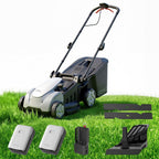 40V Cordless Lawn Mower 16 Inch, 2x20V Electric Push Mower, Brushless Motor, 6 Position Cutting Heights 25 75mm, 50L LarGrass Catcher, Mulching Capable, 2x5.0Ah Batteries and Charger