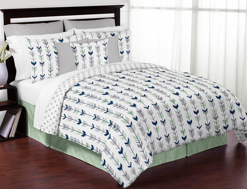 Mod Arrow Grey Navy Mint Full Queen Comforter Bedding Set by Sweet Jojo s