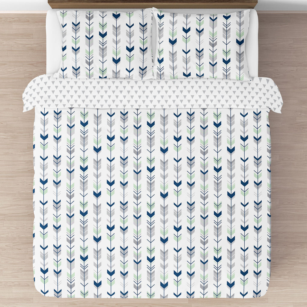 Mod Arrow Grey Navy Mint Full Queen Comforter Bedding Set by Sweet Jojo s