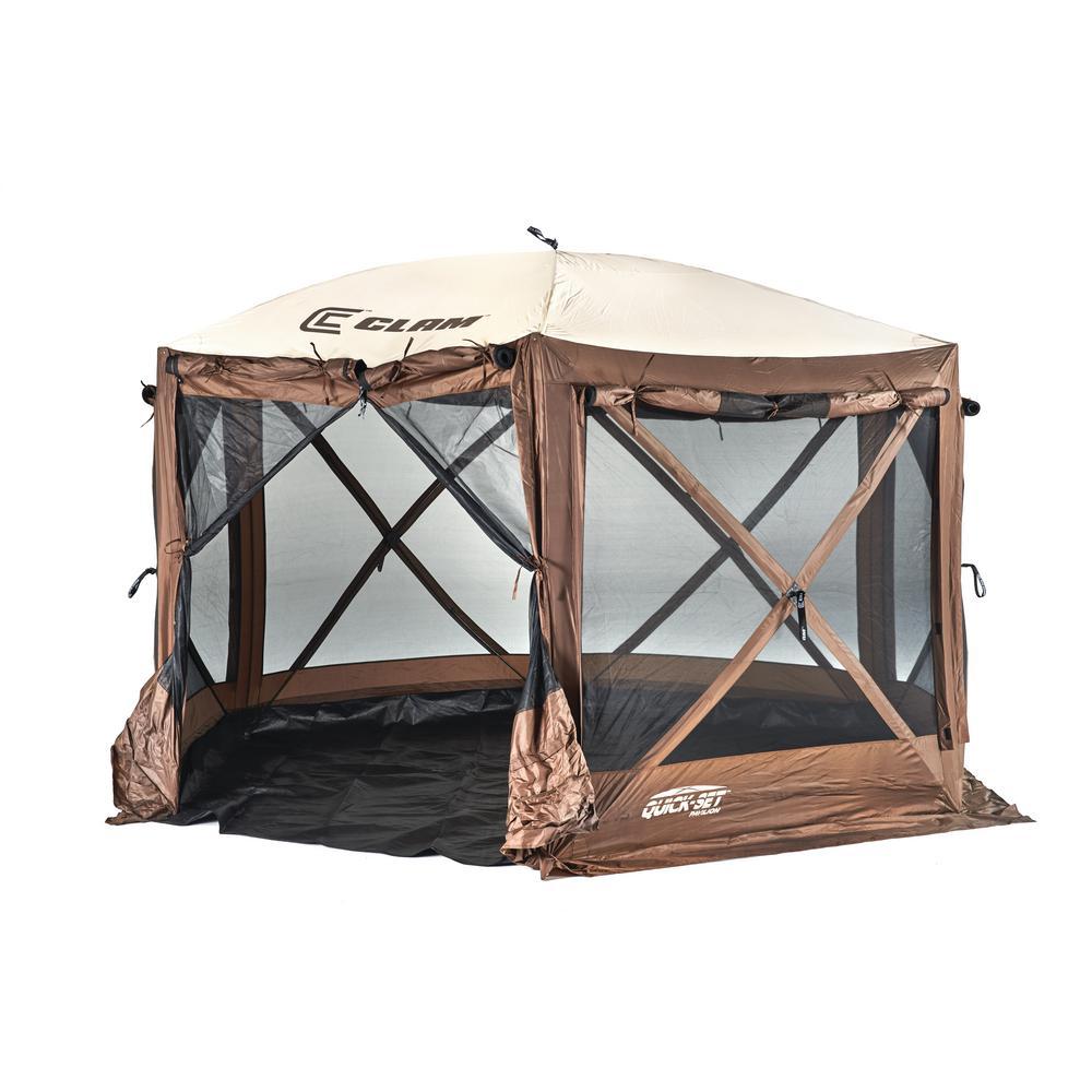 set Pavilion Brown/Tan Roof Camper Screen Shelter - Zip Down Sides and Floor