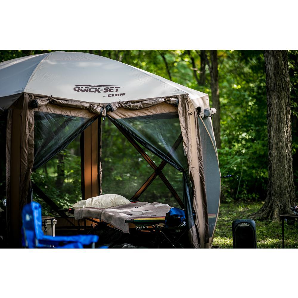 set Pavilion Brown/Tan Roof Camper Screen Shelter - Zip Down Sides and Floor