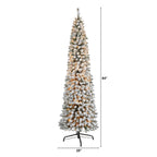 Nearly Natural 7' White Flocked Pencil Artificial Christmas Tree Prelit 400 Clear Lights