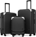 Grace luggage sets PC+ABS Hardshell suitcase with Spinner Wheels, durable lightweight luggage TSA Lock 20" expandable Carry on 24"/28" Checked Luggage, 3-Piece Set (20/24/28) – Black