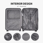 Grace luggage sets PC+ABS Hardshell suitcase with Spinner Wheels, durable lightweight luggage TSA Lock 20" expandable Carry on 24"/28" Checked Luggage, 3-Piece Set (20/24/28) – Black