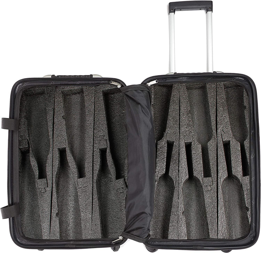 Up to 12 Bottles &amp; All Purpose Wine Travel Suitcase (Black)