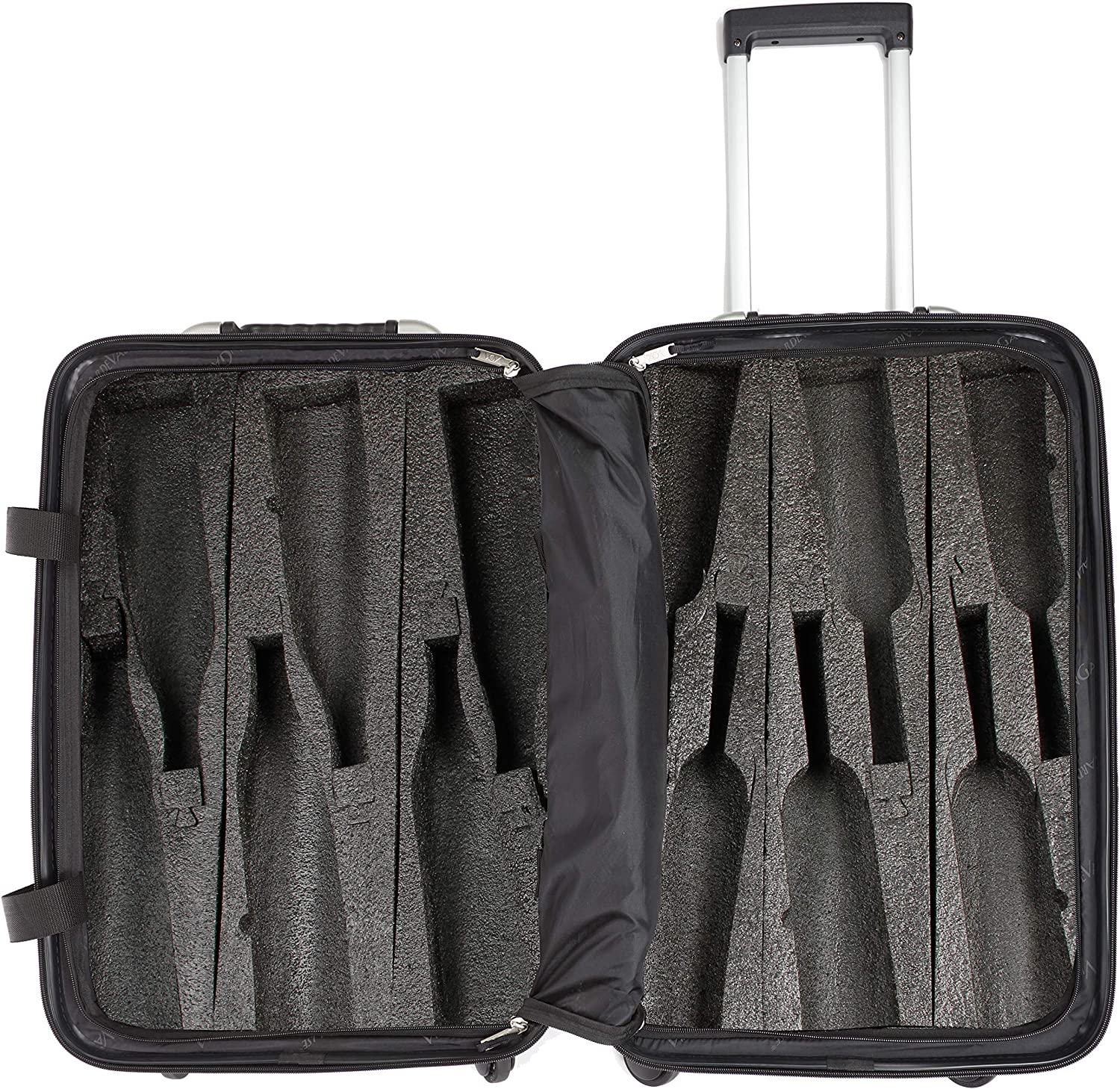Up to 12 Bottles &amp; All Purpose Wine Travel Suitcase (Black)