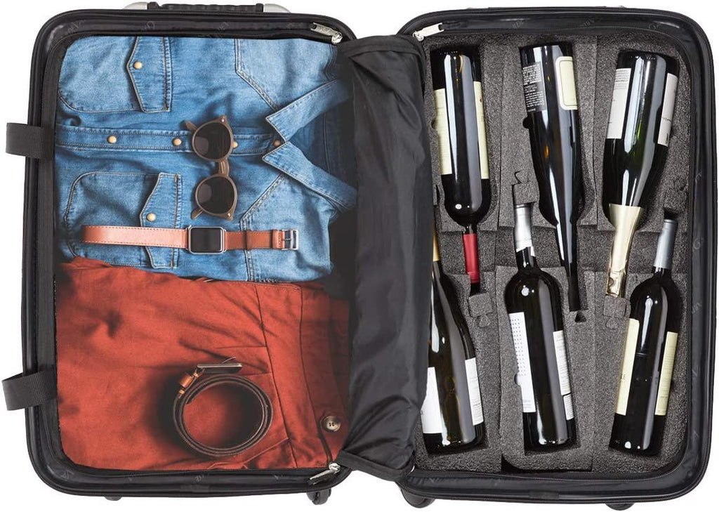 Up to 12 Bottles &amp; All Purpose Wine Travel Suitcase (Black)