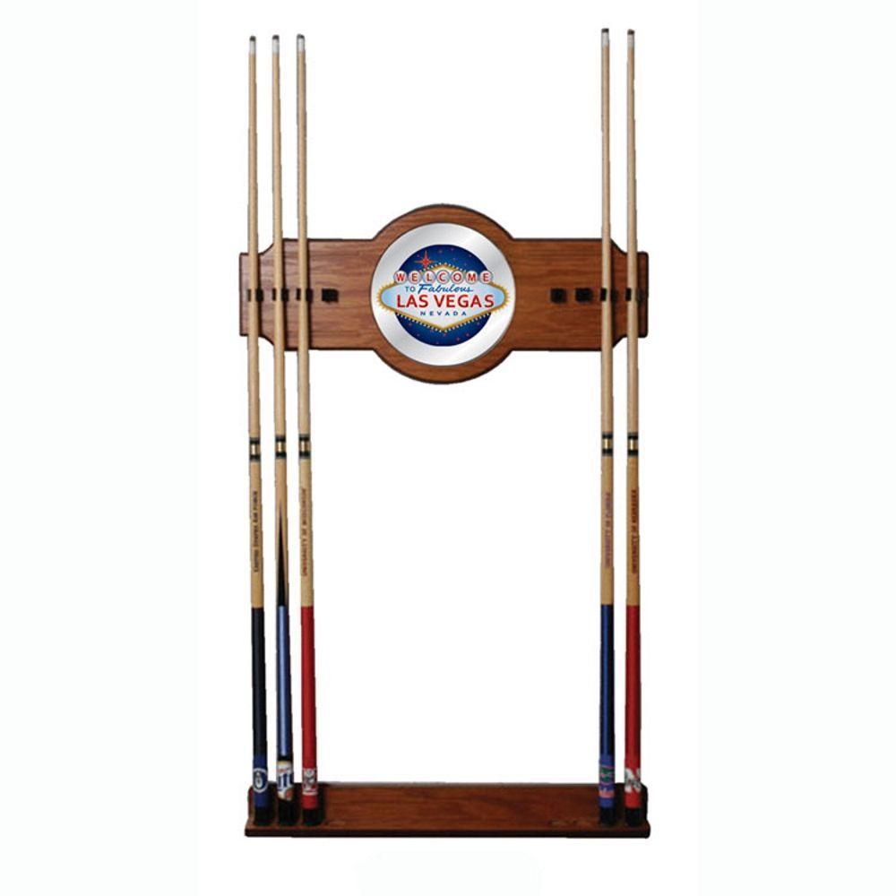 Las Ve 30 in. Wooden Billiard Cue Rack with Mirror