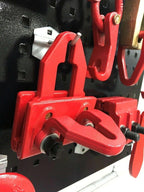 SET#34 B - 21 PIECE AUTO BODY FRAME MACHINE PULLING TOOLS AND CLAMPS WITH BOARD