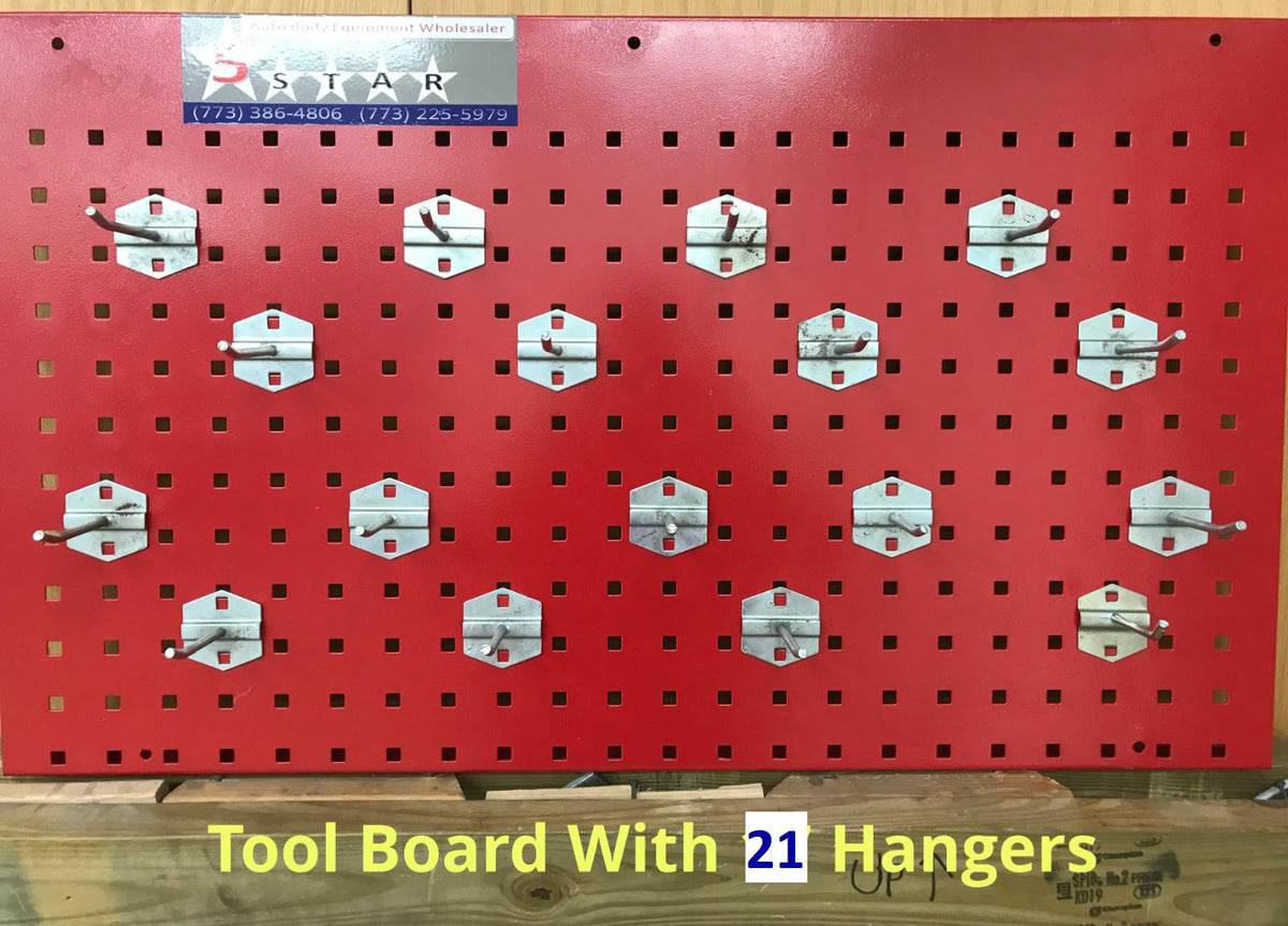 SET#34 B - 21 PIECE AUTO BODY FRAME MACHINE PULLING TOOLS AND CLAMPS WITH BOARD