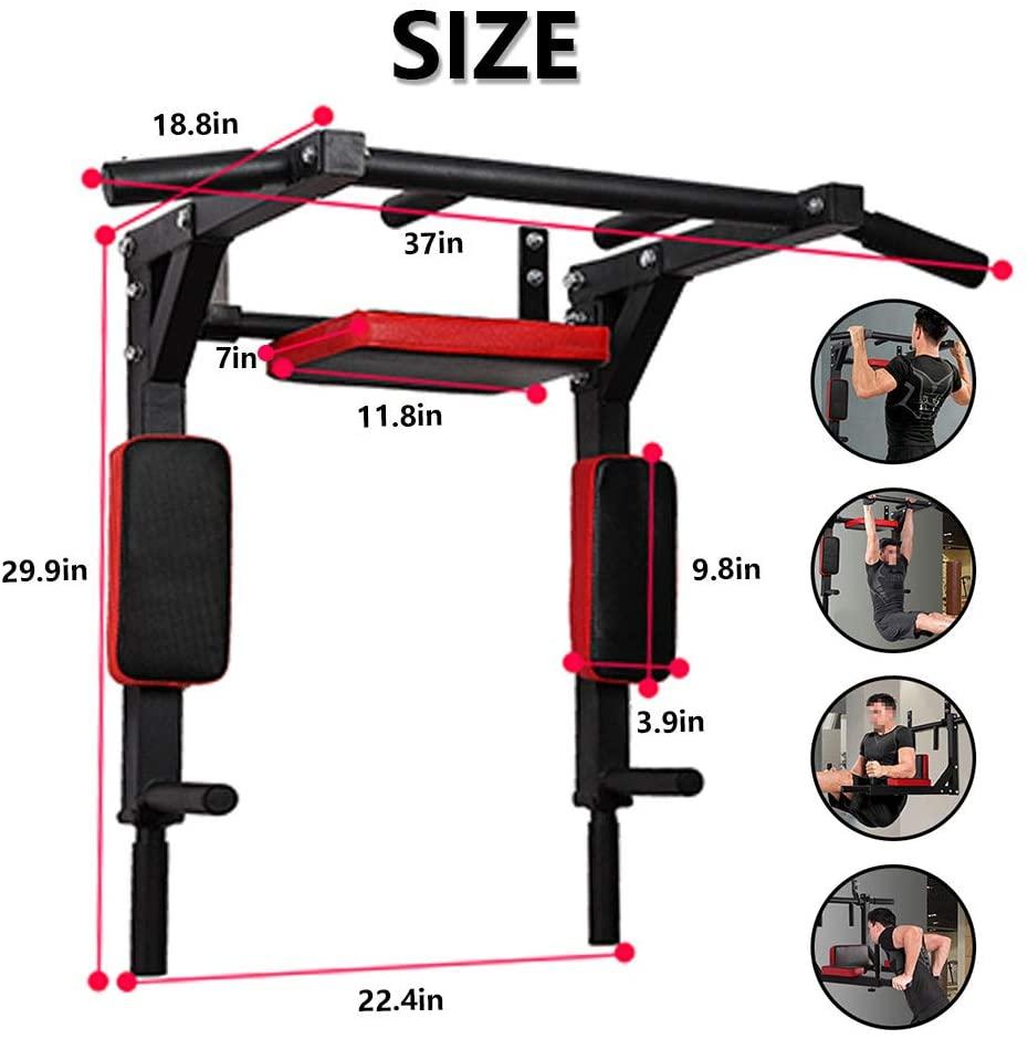 PLKO Wall Mount Pull Up Bar Wall Mounted Body Press Pull Up Bar Gym Chin-Up for Upper Body Workout