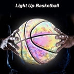 Light Up Basketball Ball Battery-Rainbow Pu Glow In Dark Basketball Fluorescent Bright After Sun Shine Official Size&amp; Weight (Size 7) Light-Up Basketball For Man Teen Boy