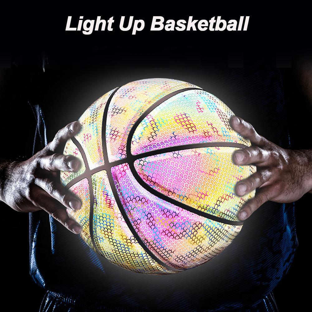 Light Up Basketball Ball Battery-Rainbow Pu Glow In Dark Basketball Fluorescent Bright After Sun Shine Official Size&amp; Weight (Size 7) Light-Up Basketball For Man Teen Boy