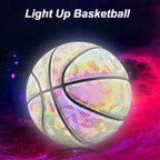 Light Up Basketball Ball Battery-Rainbow Pu Glow In Dark Basketball Fluorescent Bright After Sun Shine Official Size&amp; Weight (Size 7) Light-Up Basketball For Man Teen Boy